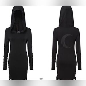 Killstar Black Hooded Moon Dress with Thumbholes